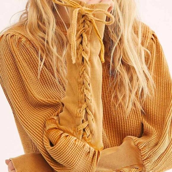 Free people Tasha Thermal Top Mustard'[p]-= - Picture 3 of 12